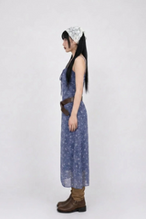 BLUE DAISY SMOCKED LONG DRESS