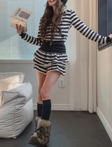 Pierre Stripe Set-up Flare Skirt