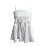 Laelly バックレス リボン フレア ノースリーブ ナシ ブラウス(3colors)