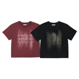 レディース クロップ ブラッシュ フェーディング ハーフスリーブ T シャツ