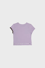 アシンメトリースリーブビーチTシャツ PURPLE/BROWN
