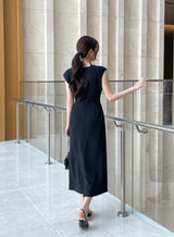 Celia Shirring Turdle Sleeveless Long One Piece