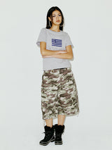 NYX フラッグアップリケTシャツ グレー