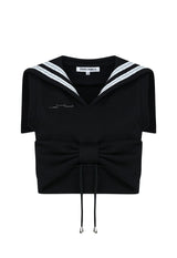 RIBBON SAILOR VEST (BLACK)