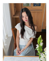 Off Shoulder Ruched Short Sleeve Top