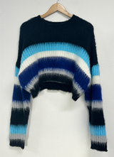 STRIPE CROPPED ANGORA KNIT 🩷🤎🩵🩶2COLOR