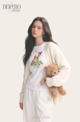 バンビ ラウンド スパンデックス ロングスリーブ Tシャツ