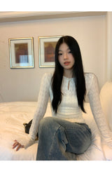 Daisy lace cuffs long-sleeved t-shirt