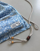Floral denim string backpack_light blue