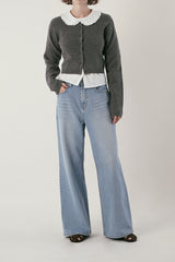 Basic round cardigan_charcoal