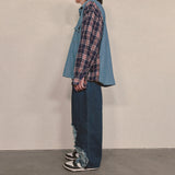 ブリーチデニムパンツ_ブルー