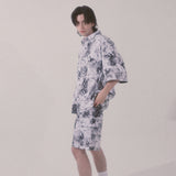 tie-dye cargo shorts_white