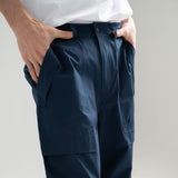 Poly Cotton RIB Track Zip Pants - NAVY