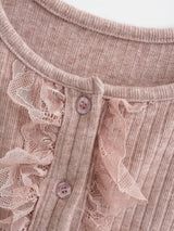 Brina Lace Ruffle Button Top