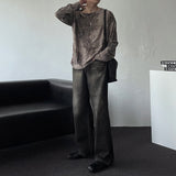 ENOC Grunge dyeing Shoulder Snap Long Sleeve T-shirt (2 colors)
