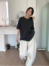 ワッフルボタンオーバーサイズTシャツ (3C)