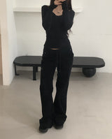 Banding Low-Rise Loose Bootcut Pants