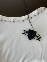 City Metal Eyelet One Off-Shoulder Brushed Sweatshirt