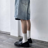 ウォッシュド ディストレスド ワイド ショーツ