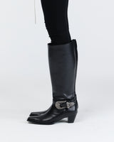 Western buckles long boots