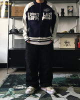 RM Nine lettering color combination knit zip-up (3C)