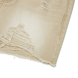 COLLECTION DAMAGE SHORT DENIM PANTS (BEIGE)