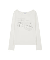 Star Symbol Loosefit Boatneck Long Sleeve - CREAM