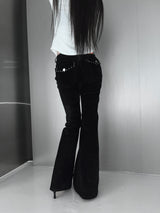 velvet stud bootcut pants