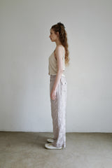 Linen rayon jacquard pants, Grey