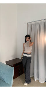 high striped wide slacks