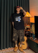 One-Tuck Camo Shorts 