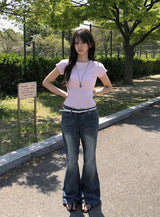 Tego Vintage Washing Denim Bootcut Pants
