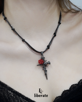 Red Rose String Necklace