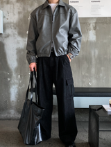 Waini Crack Two-Way Semi-Over Leather Jacket