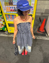 ライトブルースリークウォーターカプリバミューダワイドデニムパンツ