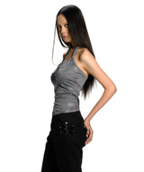 METALIC HALTER RING TOP CHARCOAL