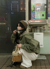 [BELLIDE MADE] ユニークバックレイズドピグメント ツーウェイジップアップパーカー