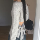 Napol wool back slit string ribbed knitwear