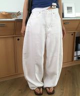 Flying Wing Back Embroidery Point Balloon Fit Summer Cotton Pants 1 Color