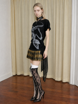 Emohaブラック ドラゴンスカルプリントTシャツ