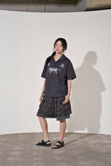 VINTAGE CAMO LAYERED 1/2 PANTS (Charcoal)