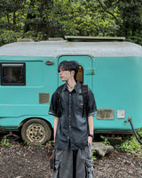 Durant Patch Washed Short Sleeve Denim Shirts