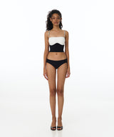 Chain Contrast Tube Top Bikini Bra (White)