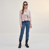 RIBBON PUNCHING CARDIGAN_PINK