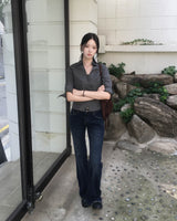 OOT back shirring boots cut denim pants