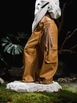 RELABEL 24AW バタフライレスト 取り外し可能なスクエアスカーフ プリーツシルエット 立体テーパード ドライワックススラックス