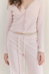 Sweet Dreams Lace Flare Pants (Pink)