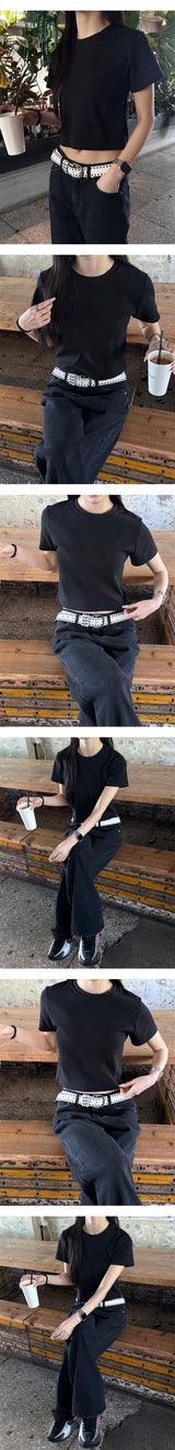 [BASIC ITEM] Basic semi crop t-shirts(4color)