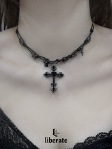 Kuro Heart Cross Necklace
