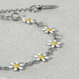 ss-Daisy flower motive array bracelet_white yellow